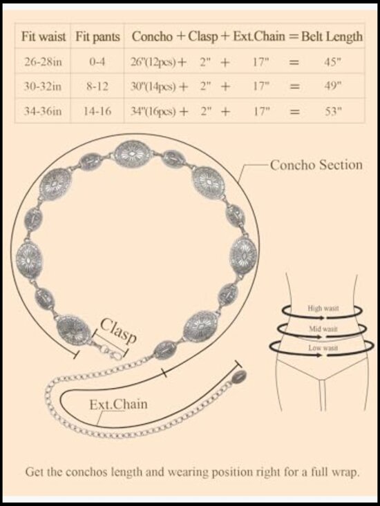 Western Metal Concho Chain Belt for Women Zinc Alloy main image 4
